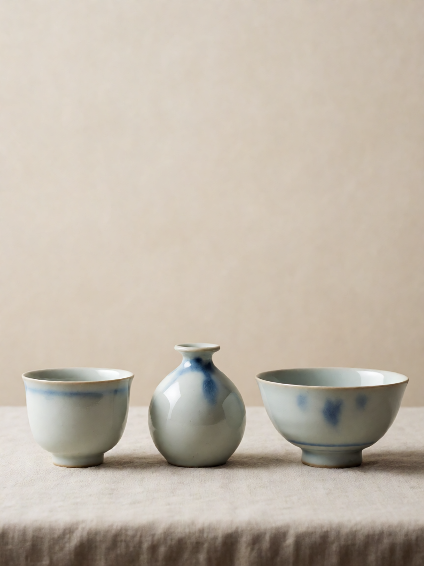 Dehua white porcelain - gaiwan, tea cups, vases